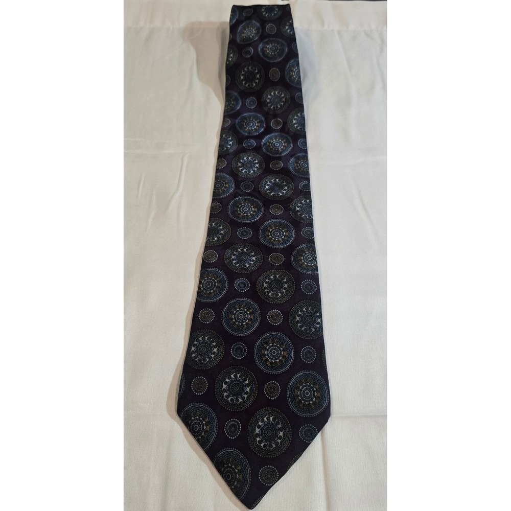 Liberty of London 100%‎ Silk Geometric Medallion Necktie Men Burgundy Blue